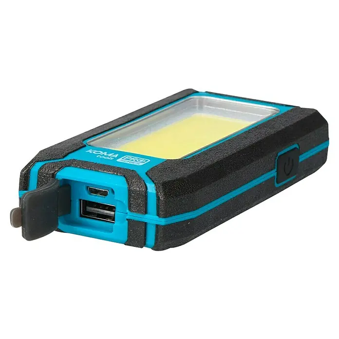 Koma Tools PRO Series Linterna - 2,5 x 6 x 11 cm, 500 lm - Lámpara de trabajo Koma Tools Pro con puertos USB, ideal para uso móvil. Diseño versátil y resistente.