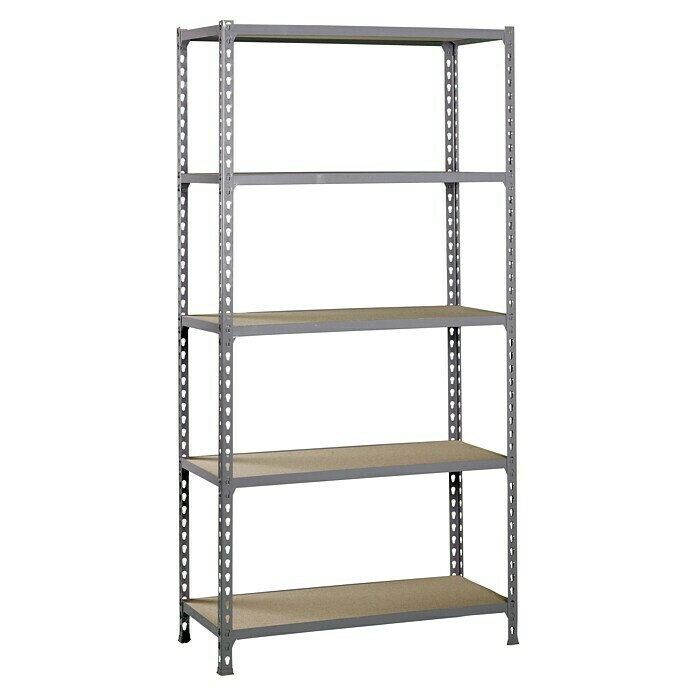 Simonrack Maderclick Estantería metálica Superplus (Al x An x Pr: 200 x 110 x 30 cm, Capacidad de carga por balda: 200 kg, Número de baldas: 5 ud., Inserción, Gris/Madera) | BAUHAUS