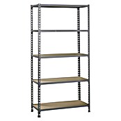 Simonrack Maderclick Estantería metálica Superplus (Al x An x Pr: 200 x 110 x 30 cm, Capacidad de carga por balda: 200 kg, Número de baldas: 5 ud., Inserción, Gris/Madera) | BAUHAUS