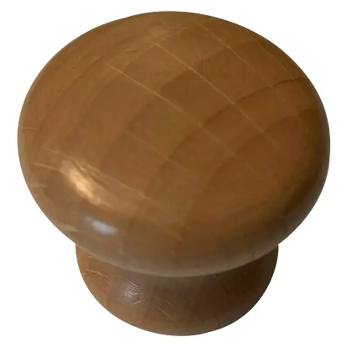 Möbelknopf - Ø x H: 40 x 25 mm, Holz, Lackiert - Nahaufnahme eines runden, hölzernen Möbelknopfs mit Maserung und glatter Oberfläche, ideal für Schränke und Schubladen.