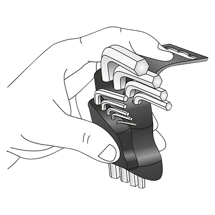 Matador Stiftschlüsselsatz9 -tlg., 1,5-10 mm, Mit Klemmhalter, Innensechskant Sketch