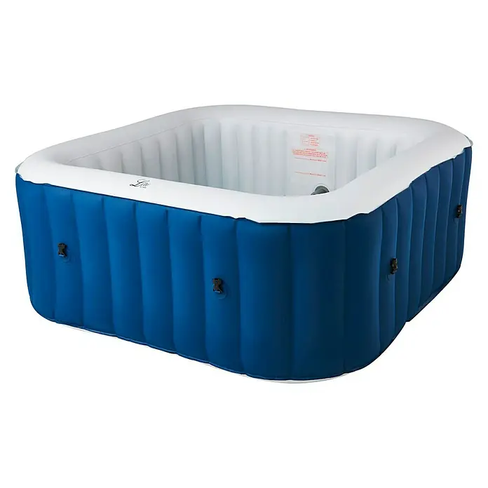 MSpa Mobil-Whirlpool Square Navy - L x B x H: 158 x 158 x 68 cm, Blau, 650 l - Aufblasbarer Whirlpool in Blau und Weiß. Perfekt zum Entspannen und Genießen im eigenen Garten.