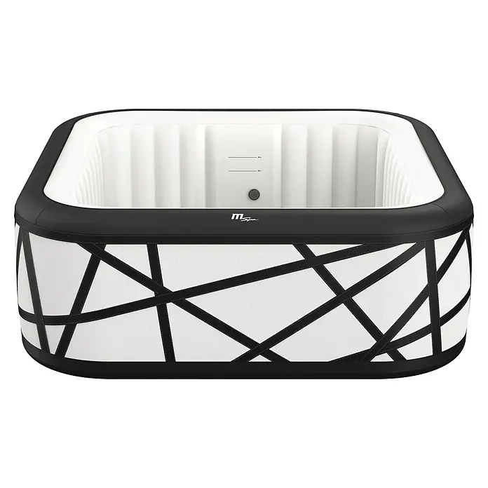 MSpa Mobil-Whirlpool Soho - L x B x H: 185 x 185 x 68 cm, Weiß/Schwarz, 930 l - Quadratischer MSpa Whirlpool in Schwarz und Weiß. Ideal für entspannende Momente im eigenen Garten oder auf der Terrasse mit modernem Design.