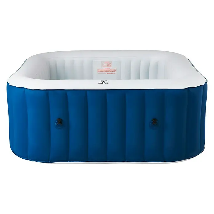 MSpa Mobil-Whirlpool Square Navy - L x B x H: 158 x 158 x 68 cm, Blau, 650 l - Abbildung eines aufblasbaren Lay-Z-Spa Whirlpools in Blau und Weiß.