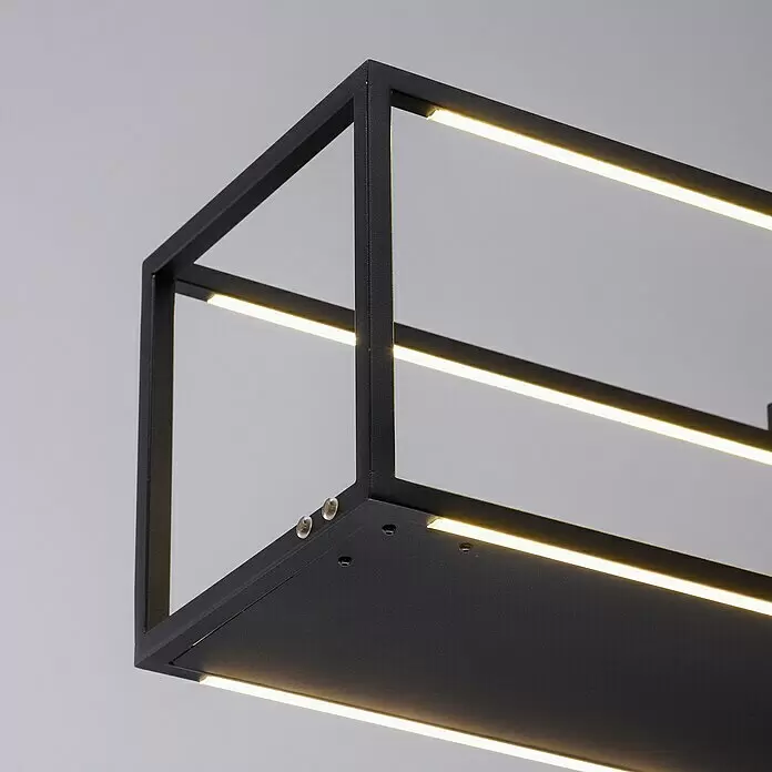 Paul Neuhaus Pendelleuchte - 42 W, L x B x H: 105 x 20 x 120 cm - Moderne schwarze lineare LED-Pendelleuchte mit rechteckigem Metallrahmen und integrierten Leuchtstreifen.
