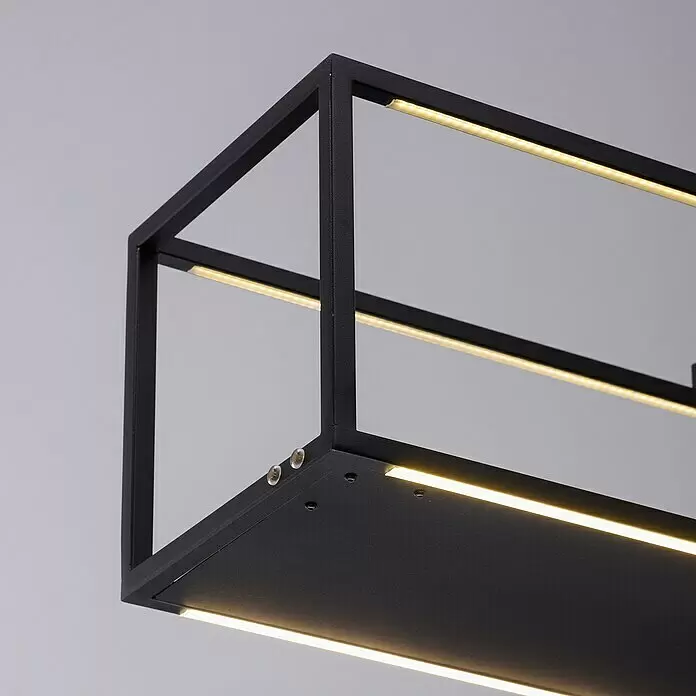 Paul Neuhaus Pendelleuchte - 42 W, L x B x H: 105 x 20 x 120 cm - Schwarze, matte, rechteckige LED-Leuchte mit integrierten Lichtbändern.