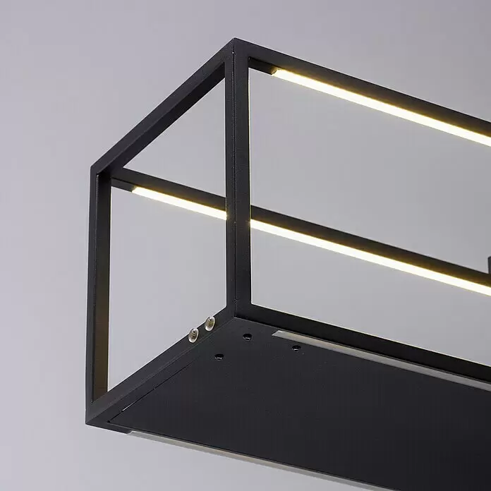 Paul Neuhaus Pendelleuchte - 42 W, L x B x H: 105 x 20 x 120 cm - Moderne schwarze rechteckige LED-Metallleuchte mit integrierten Streifen.