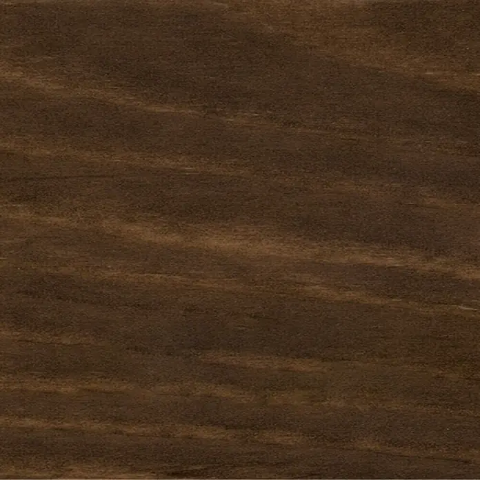 Bondex Holzbeize - Nussbaum, 250 ml - Detailaufnahme eines dunklen Holzfurniers mit ausgeprägter Maserung, ideal für Möbelbau und Innenausstattungsprojekte.