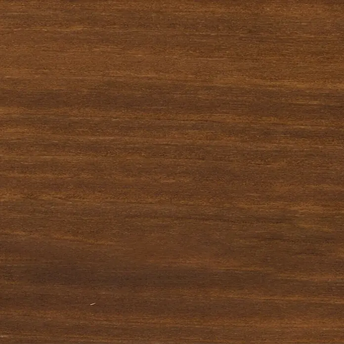 Bondex Holzbeize - Orangebraun, 250 ml - Bild einer glatten, braunen Holzoberfläche. Die Maserung verleiht dem Holz eine warme, natürliche Optik und Textur.