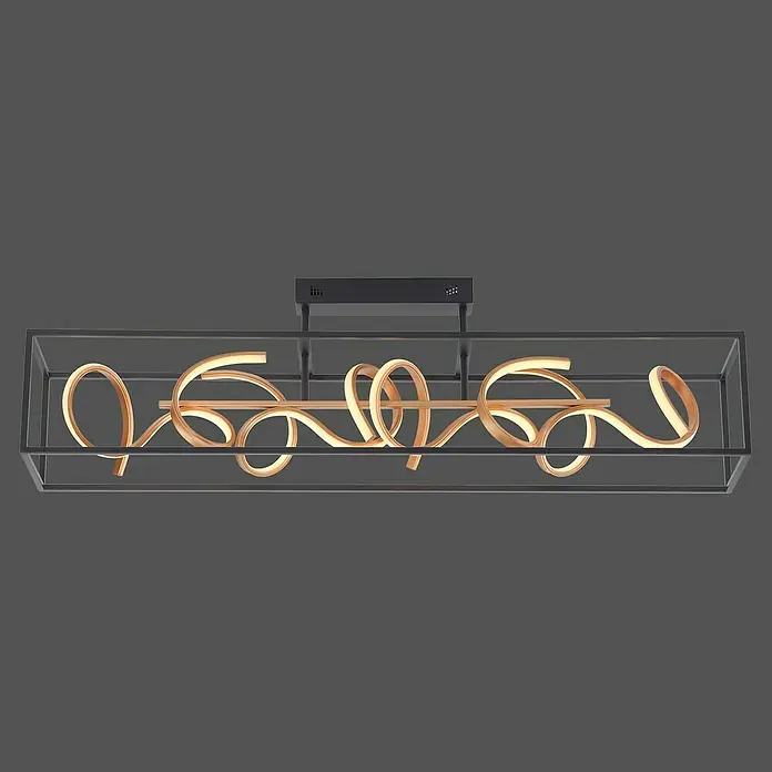 Paul Neuhaus LED-Deckenleuchte - 46 W, L x B x H: 110 x 20 x 31,5 cm, Schwarz, Tageslichtweiß - Moderne LED-Deckenleuchte mit geschwungenem Design in einem rechteckigen Rahmen, ideal für stilvolle Innenräume.