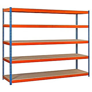 Simonrack Ecoforte Metall-Schwerlastregal (L x B x H: 60 x 180 x 200 cm, Traglast: 400 kg/Boden, Anzahl Böden: 5 Stk., Stecken, Blau/Orange)
