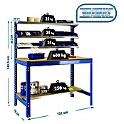 Simonrack Simonwork Werkbank (L x H: 76 x 144,5 cm, Breite: 151 cm, Traglast: 600 kg, Blau)