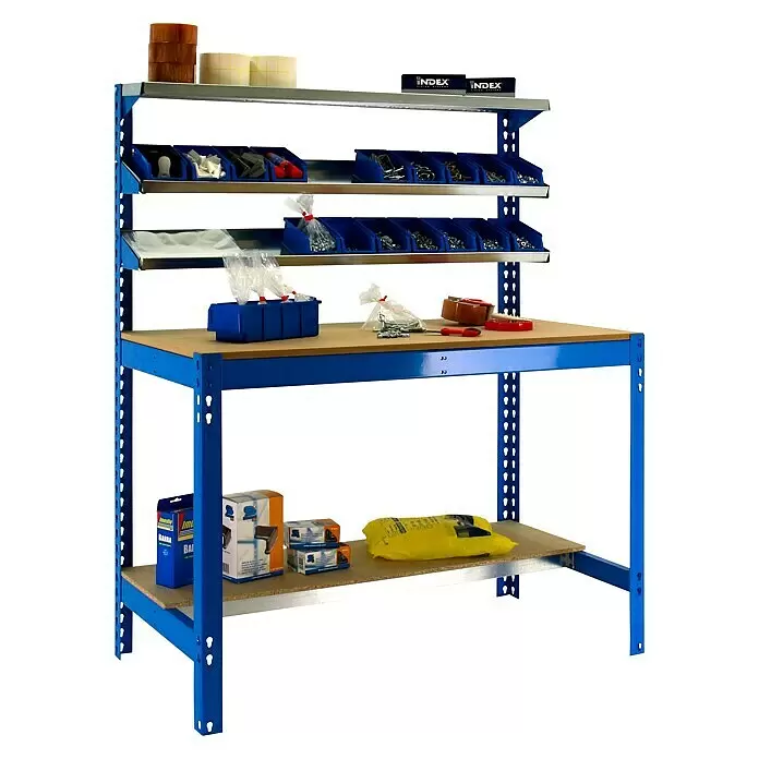 Simonrack Simonwork Werkbank BT1 1500 - Breite: 151 cm, Blau/Holz - Anwendungsbeispiel
