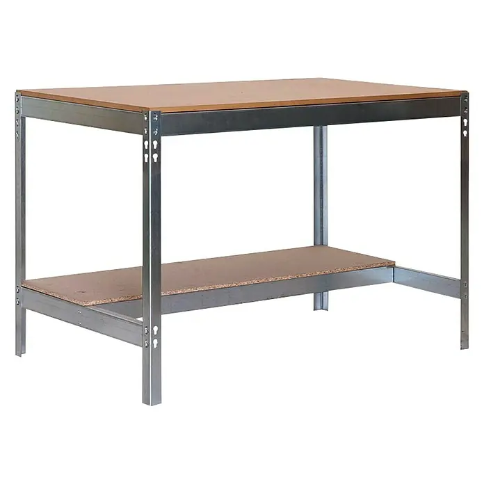 Simonrack Simonwork Werkbank BT0 1500 - L x B: 76 x 151 cm, Arbeitshöhe: 84,2 cm, Belastbarkeit: 850 kg, Verzinkt/Holz - Vielseitige Werkbank mit robuster Arbeitsfläche und praktischer Ablage für Ordnung und Effizienz in jeder Werkstatt oder Garage.