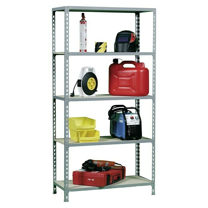 Simonrack Maderclick Estantería metálica Mini 5/400 (L x An x Al: 40 x 80 x 180 cm, Capacidad de carga: 150 kg/balda, Número de baldas: 5 ud., Gris)