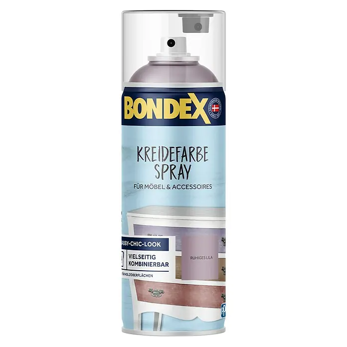 Bondex Sprühlack Kreidefarbespray für Möbel & Accessoires - Ruhiges Lila, Matt, 400 ml - Eine Dose Bondex Kreidefarbe Spray für Möbel und Accessoires im Farbton Ruhiges Lila für einen trendigen Shabby-Chic-Look.