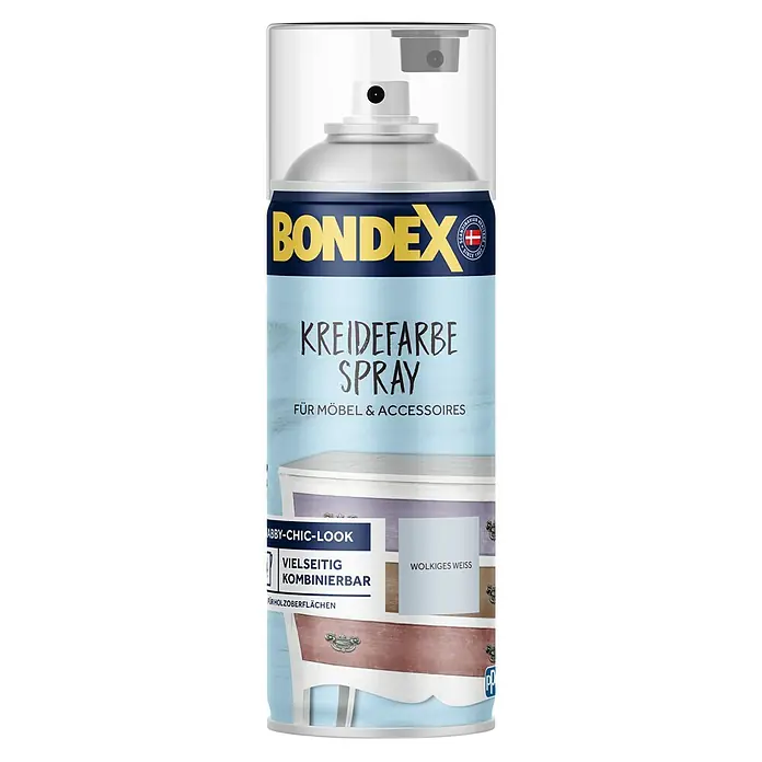 Bondex Sprühlack Kreidefarbespray für Möbel & Accessoires - Wolkig Weiß, Matt, 400 ml - Eine Dose Bondex Kreidefarbe Spray, Wolkiges Weiss, für Möbel und Accessoires, ideal für den Shabby-Chic-Look und vielseitig kombinierbar.