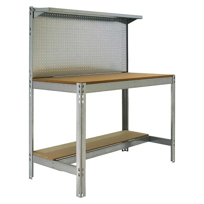 Simonrack Simonwork Werkbank Set BT3 1200 - L x B: 61 x 121 cm, Arbeitshöhe: 144,5 cm, Belastbarkeit: 600 kg, Verzinkt/Holz - Werkbank mit Lochwand und zusätzlicher Ablagefläche, ideal für Werkstatt und Hobbyraum. Robuste Konstruktion für vielfältige Arbeiten.