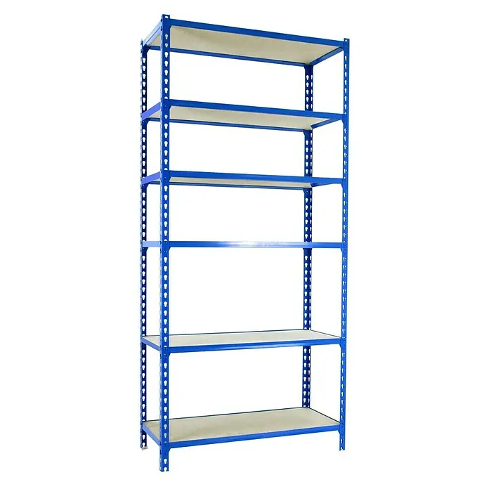 Simonrack Simonclick Metallregal Maderclick MegaPlusH x B x T: 250 x 120 x 50 cm, Traglast pro Boden: 200 kg, Anzahl Böden: 6 Stk., Stecken, Blau - Blaues Regal mit sechs Regalböden, ideal für Lagerung und Organisation in Werkstatt, Garage oder Lagerraum. Solide Konstruktion für hohe Belastbarkeit.