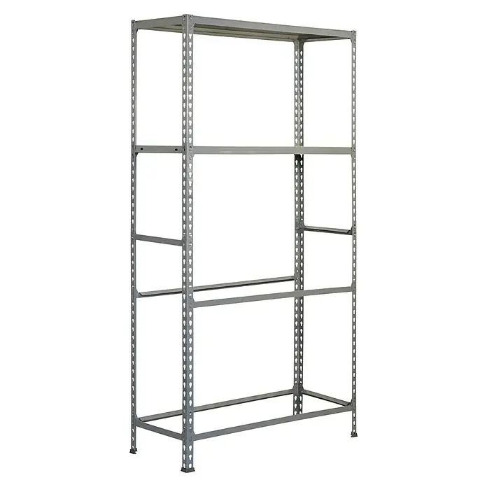 Simonrack Simonauto Reifenregal Simongarage MegaPlus - H x B x T: 200 x 120 x 40 cm, Traglast pro Träger: 180 kg, Anzahl Böden: 2 Stk., Stecken, Grau - Bild eines Regalsystems mit mehreren Ebenen aus grauem Metall, ideal für Lagerung.