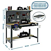 Simonrack Simonwork Werkbank (L x H: 61 x 144,5 cm, Breite: 151 cm, Traglast: 600 kg, Grau)