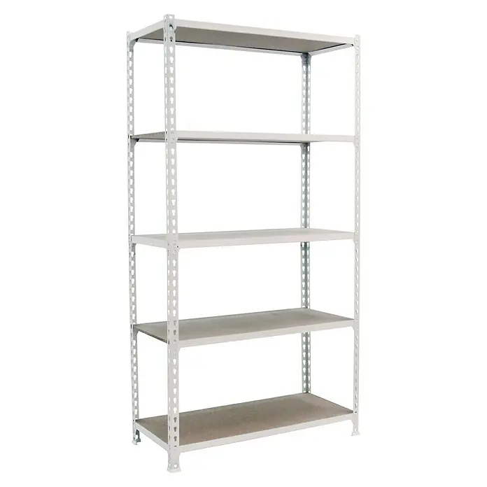 Simonrack Maderclick Metallregal Maderclick Plus - H x B x T: 200 x 100 x 50 cm, Traglast pro Boden: 150 kg, Anzahl Böden: 5 Stk., Stecken, Weiß - Metallregal mit fünf Regalböden zur Lagerung und Organisation von Gegenständen, ideal für Garage, Keller oder Lagerraum.