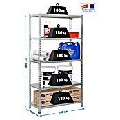Simonrack Simonclick Estantería metálica Plus (Al x An x Pr: 200 x 100 x 50 cm, Capacidad de carga por balda: 180 kg, Número de baldas: 5 ud., Inserción, Gris) | BAUHAUS