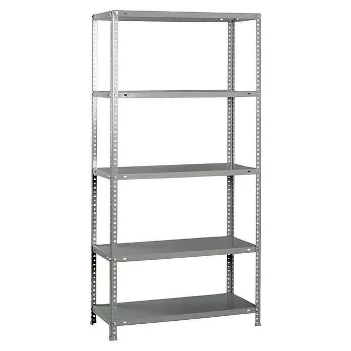 Simonrack Simonclassic Metallregal Comfort Mini - H x B x T: 180 x 80 x 30 cm, Traglast pro Boden: 100 kg, Anzahl Böden: 5 Stk., Schrauben, Grau - Ein graues Regal mit fünf Regalböden und einem Rahmen aus Metall für zusätzlichen Stauraum und Ordnung.