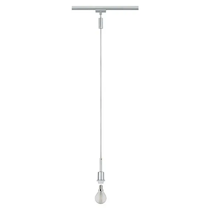 Paulmann URail Pendelleuchte DecoSystems - E14, Höhe: 135 cm, Chrom - Hängeleuchte mit einer klaren Glühbirne, die ein modernes und minimalistisches Design zeigt, ideal für stilvolle Innenräume.