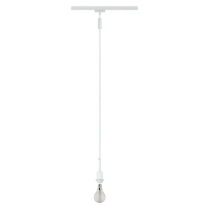 Paulmann URail Pendelleuchte DecoSystems - E14, Höhe: 135 cm, Weiß - Hängelampe mit weißem Kabel und einer Birne. Das schlichte Design fügt sich nahtlos in jeden Raum ein und sorgt für eine angenehme Beleuchtung.