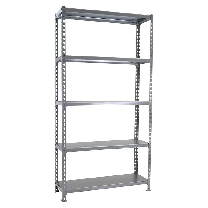 Simonrack Simonclick Metallregal Simonclick Super Plus - H x B x T: 200 x 110 x 40 cm, Traglast pro Boden: 200 kg, Anzahl Böden: 5 Stk., Stecken, Grau/Grau - Graues Metallregal mit fünf Regalböden, ideal für Lagerung und Organisation in Werkstatt oder Keller. Robuste Konstruktion für hohe Belastbarkeit.