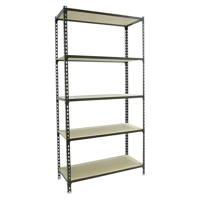 Simonrack Maderclick Metallregal Maderclick - H x B x T: 180 x 90 x 40 cm, Traglast pro Boden: 150 kg, Anzahl Böden: 5 Stk., Stecken, Anthrazitgrau - Abbildung eines verstellbaren Schwerlastregals mit fünf Regalböden, ideal für Lagerung und Organisation.