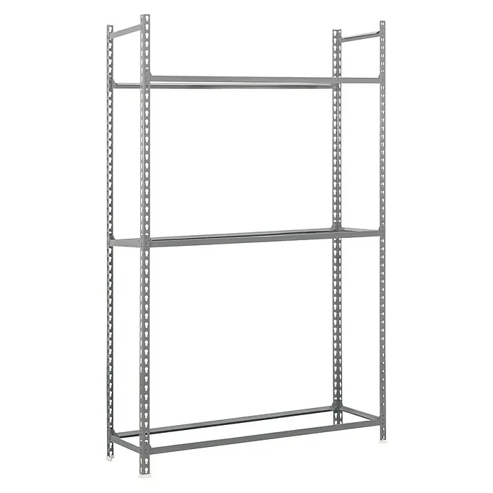 Simonrack Simonauto Reifenregal Autoclick - H x B x T: 200 x 100 x 40 cm, Anzahl Träger: 3 Stk., Stecken, Grau - Abbildung eines grauen Lagerregals mit drei Ebenen zur Warenlagerung. Das Regal ist stabil und für hohe Belastungen ausgelegt.
