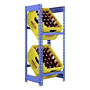 Simonrack Simonbottle Estantería para cajas de bebidas (Al x An x Pr: 100 x 40 x 30 cm, Capacidad de carga: 100 kg/balda, Número de baldas: 2 ud., Inserción, Azul)