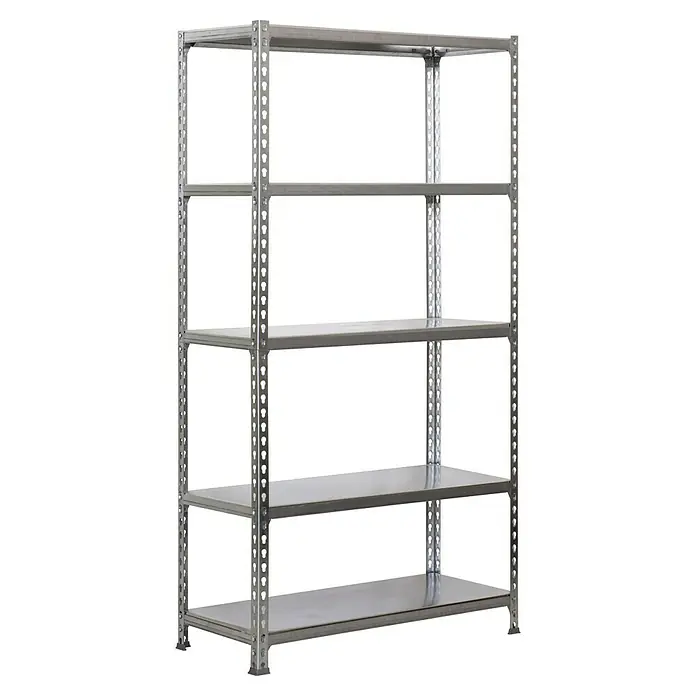 Simonrack Simonclick Metallregal Simonclick Mega Plus - H x B x T: 200 x 120 x 50 cm, Traglast pro Boden: 200 kg, Anzahl Böden: 5 Stk., Stecken, Silber/Silber - Silbernes Metallregal mit fünf Regalböden für Lagerung und Organisation. Stabil und vielseitig.