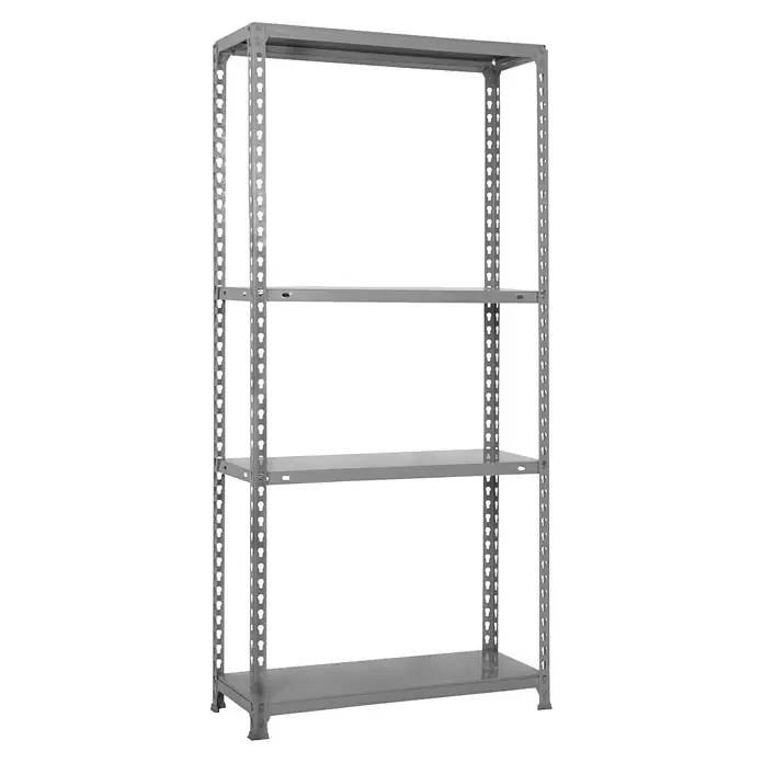 Simonrack Simonclick Metallregal Ecoclick SuperPlus - H x B x T: 150 x 110 x 40 cm, Traglast pro Boden: 70 kg, Anzahl Böden: 4 Stk., Stecken, Grau - Graues Metallregal mit vier Ebenen zur Lagerung von Gegenständen. Das Regal ist stabil und bietet viel Stauraum.