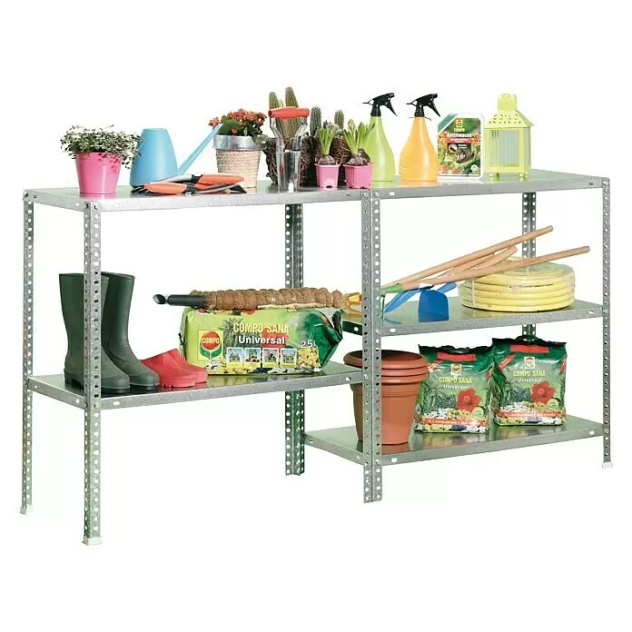 Simonrack Simonclassic Metallregal Comfort - H x B x T: 180 x 90 x 40 cm, Traglast pro Boden: 100 kg, Anzahl Böden: 5 Stk., Schrauben, Silber - Anwendungsbeispiel