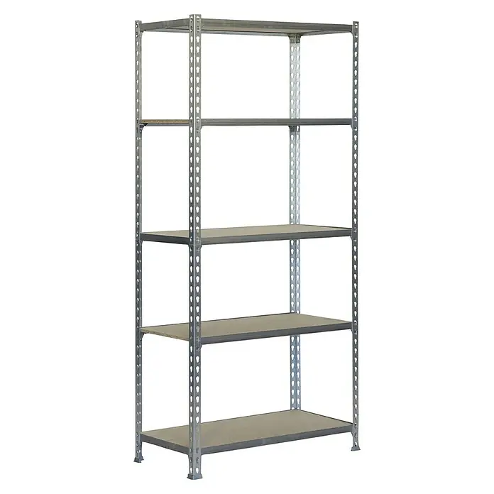 Simonrack Maderclick Metallregal Maderclick Plus - H x B x T: 200 x 100 x 30 cm, Traglast pro Boden: 150 kg, Anzahl Böden: 5 Stk., Stecken, Silber - Graues Metallregal mit fünf Regalböden für Lagerung und Ordnung im Büro oder Lagerraum. Robust und vielseitig einsetzbar.
