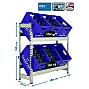 Simonrack Simonbottle Getränkekistenregal Bottleclick (H x B x T: 100 x 100 x 30 cm, Traglast Einlegeboden: 100 kg, Anzahl Böden: 2 Stk., Stecken, Silber) | BAUHAUS