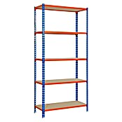 Simonrack Maderclick Metallregal (L x B x H: 40 x 110 x 200 cm, Traglast: 150 kg/Boden, Anzahl Böden: 5 Stk., Blau/Orange)