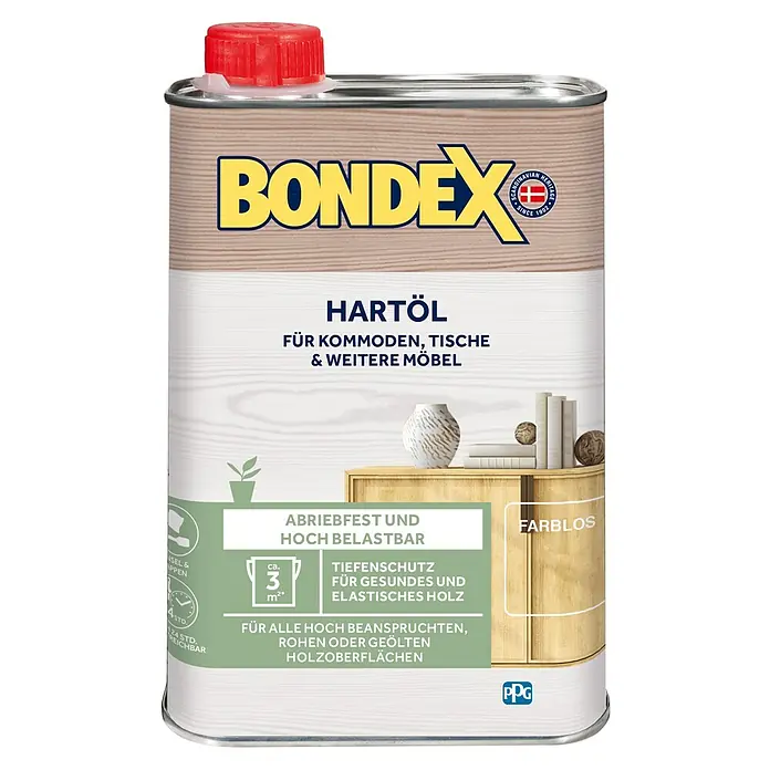 Bondex Hartöl - Farblos, 250 ml - Dose Bondex Hartöl für Kommoden, Tische und Möbel. Das farblose Öl schützt Holzoberflächen und macht sie abriebfest.