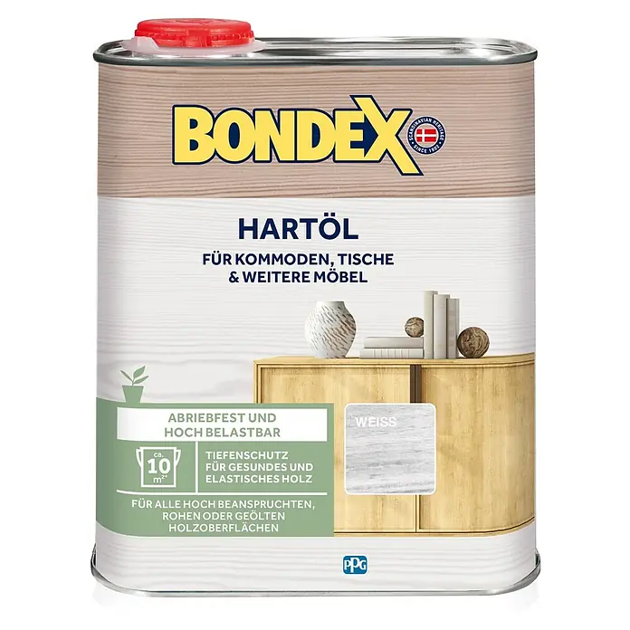 Bondex Hartöl - Weiß, 750 ml - Ein Kanister Bondex Hartöl, geeignet für Kommoden, Tische und andere Möbel, bietet Tiefenschutz und ist für stark beanspruchte Oberflächen geeignet.