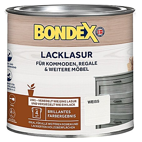 Bondex Lacklasur (Weiß, 375 ml, Seidenglänzend)