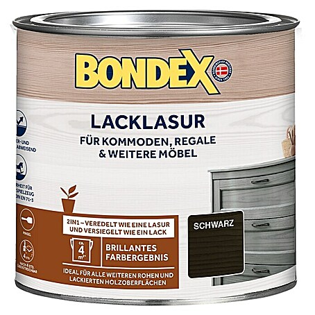 Bondex Lacklasur (Schwarz, 375 ml, Seidenglänzend)