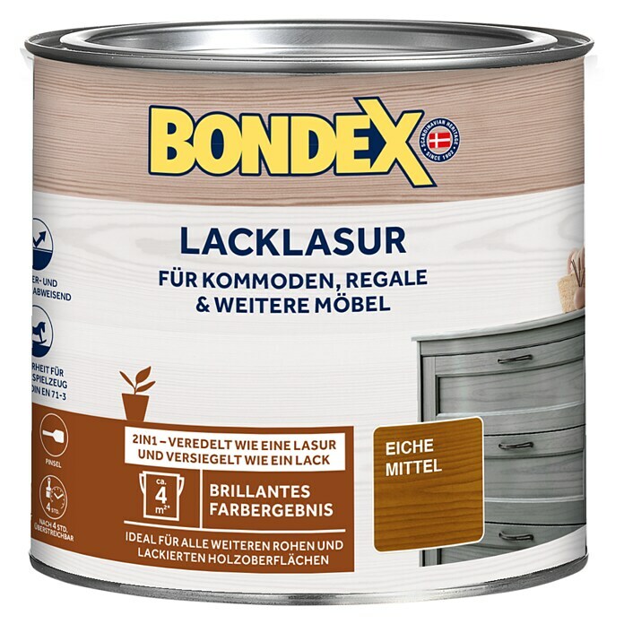 Bondex Lacklasur (Eiche, 375 ml, Seidenglänzend)