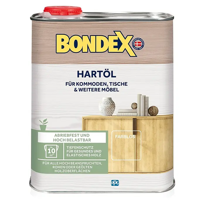 Bondex HartölFarblos, 750 ml - Produktbild von Bondex Hartöl für Möbel, Tische und Kommoden. Farblos, abriebfest und hoch belastbar, für langlebige Holzoberflächen.