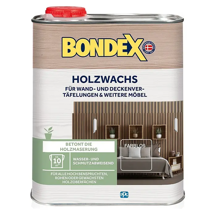 Bondex Holzwachs - Farblos, 750 ml - Dose Bondex Holzwachs für Wand- und Deckenvertäfelungen und Möbel. Das farblose Wachs betont die Holzmaserung und ist schmutzabweisend.