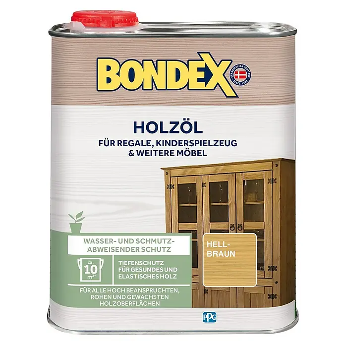 Bondex Holzöl - Hellbraun, 750 ml - Produktbild von Bondex Holzöl für Regale, Kinderspielzeug & weitere Möbel. Holzöl schützt vor Wasser und Schmutz.
