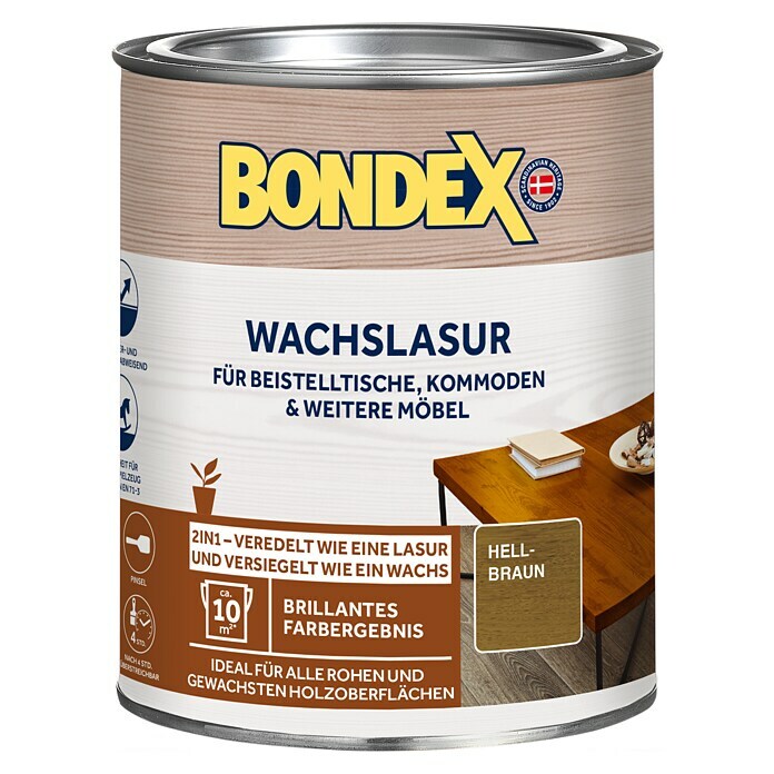 Bondex Wachslasur (Hellbraun, 750 ml, Seidenmatt bis seidenglänzend)