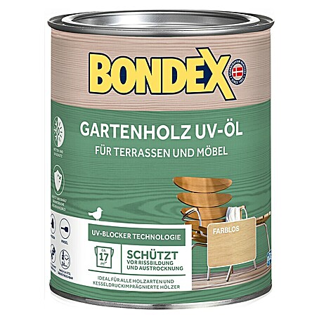 Bondex UV-Schutz-Öl Gartenholz UV-Öl (Farblos, 750 ml, Matt)